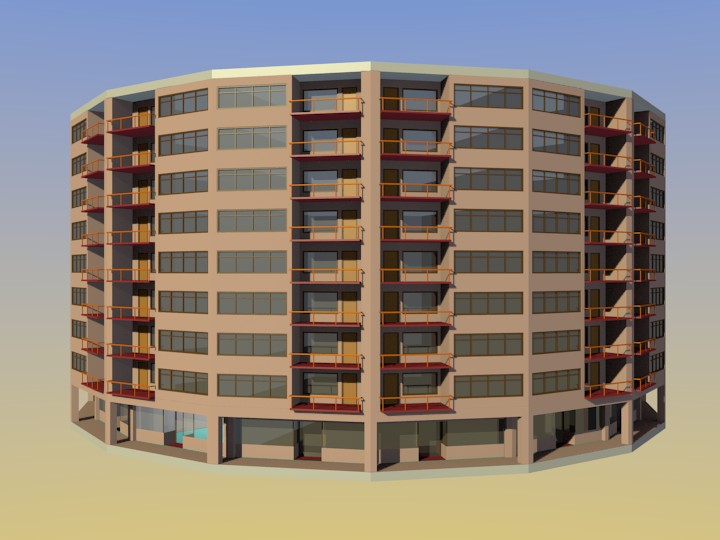 Cylindrical apartment block preview image 1